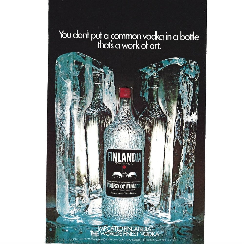 Finlandia Vodka Finland AD 1980s Vintage Print Ad 9 inch